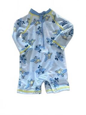 Disney Baby Mickey Mouse Long Sleeve Swim suit pool Romper 6 months Boys baby